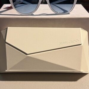 Jimmy Choo White/Taupe Sunglasses with Light Blue Lenses